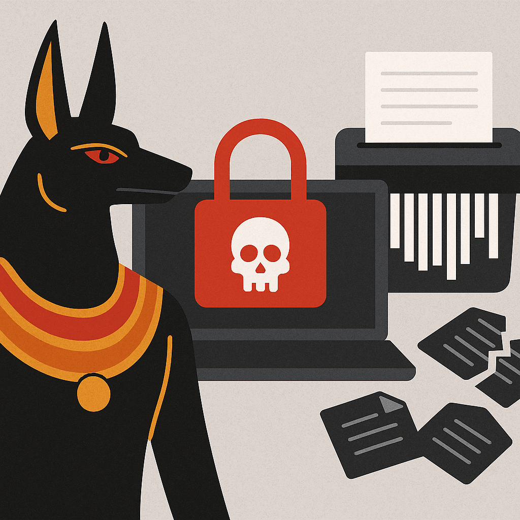 برنامج الفدية Anubis يضيف أداة تدمير الملفات نهائيًا ويمنع استرجاعها 2 20250616 2136 Anubis Ransomware