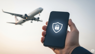 حماية بياناتك الرقمية، سفر ، طائرة، حماية البيانات في السفر
