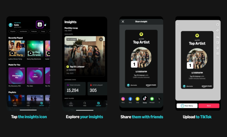 how to use amazon music share to tiktok feature