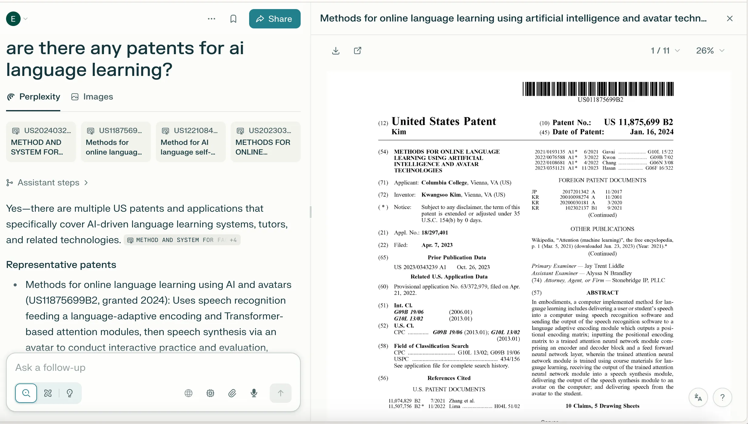 perplexity ai patent