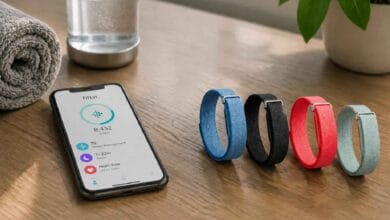 سوار Fitbit Air الجديد من جوجل بتصميم نحيف بدون شاشة بألوان عدة لمراقبة الصحة واللياقة البدنية.
