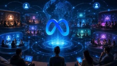 مجتمعات رقمية متعددة في تطبيق Forum يتوسطها شعار ميتا