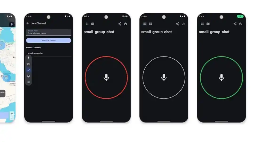 تصميم يظهر واجهات المستخدم في تطبيق Two Way للتراسل بدون إنترنت Offline