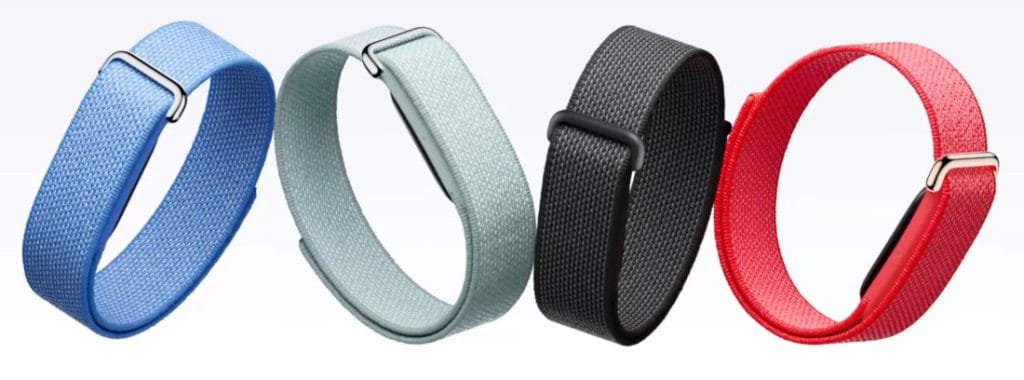 سوار Fitbit Air الجديد من جوجل بتصميم نحيف بدون شاشة بألوان عدة لمراقبة الصحة واللياقة البدنية.