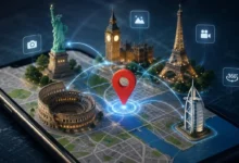 تصميم يمثل قدرات «Project Genie» في دمج الواقع بالخيال عبر خرائط جوجل