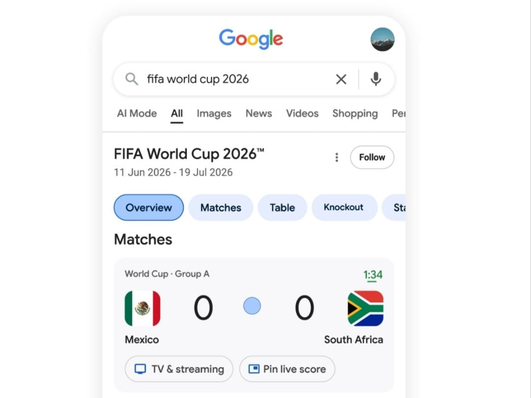 ميزة البحث عبر جوجل عن أخبار ومتابعات بطولة كأس العالم 2026 