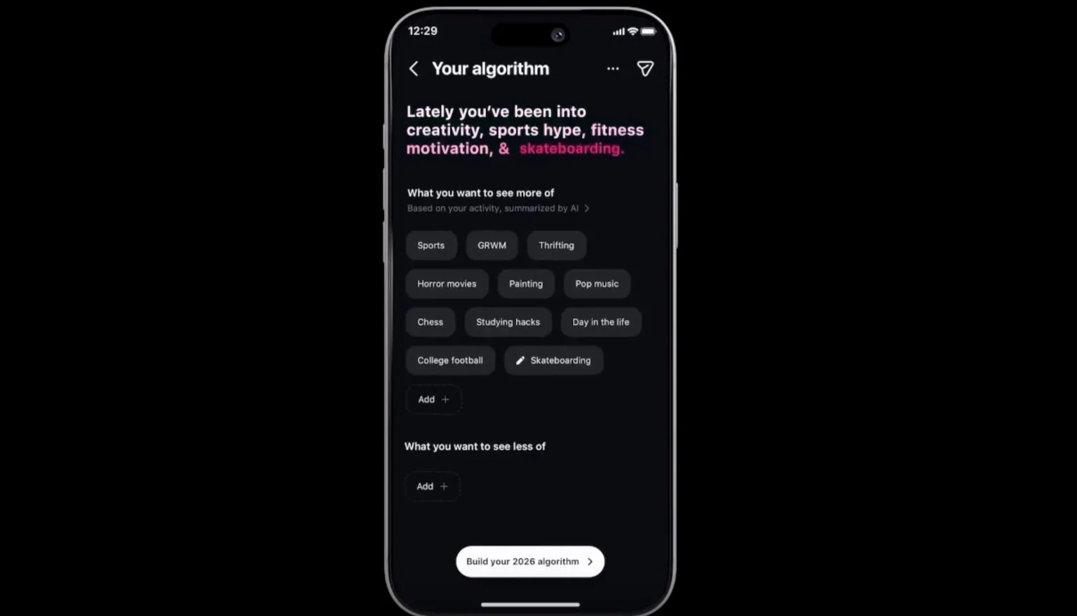 instagram your algorithm topics